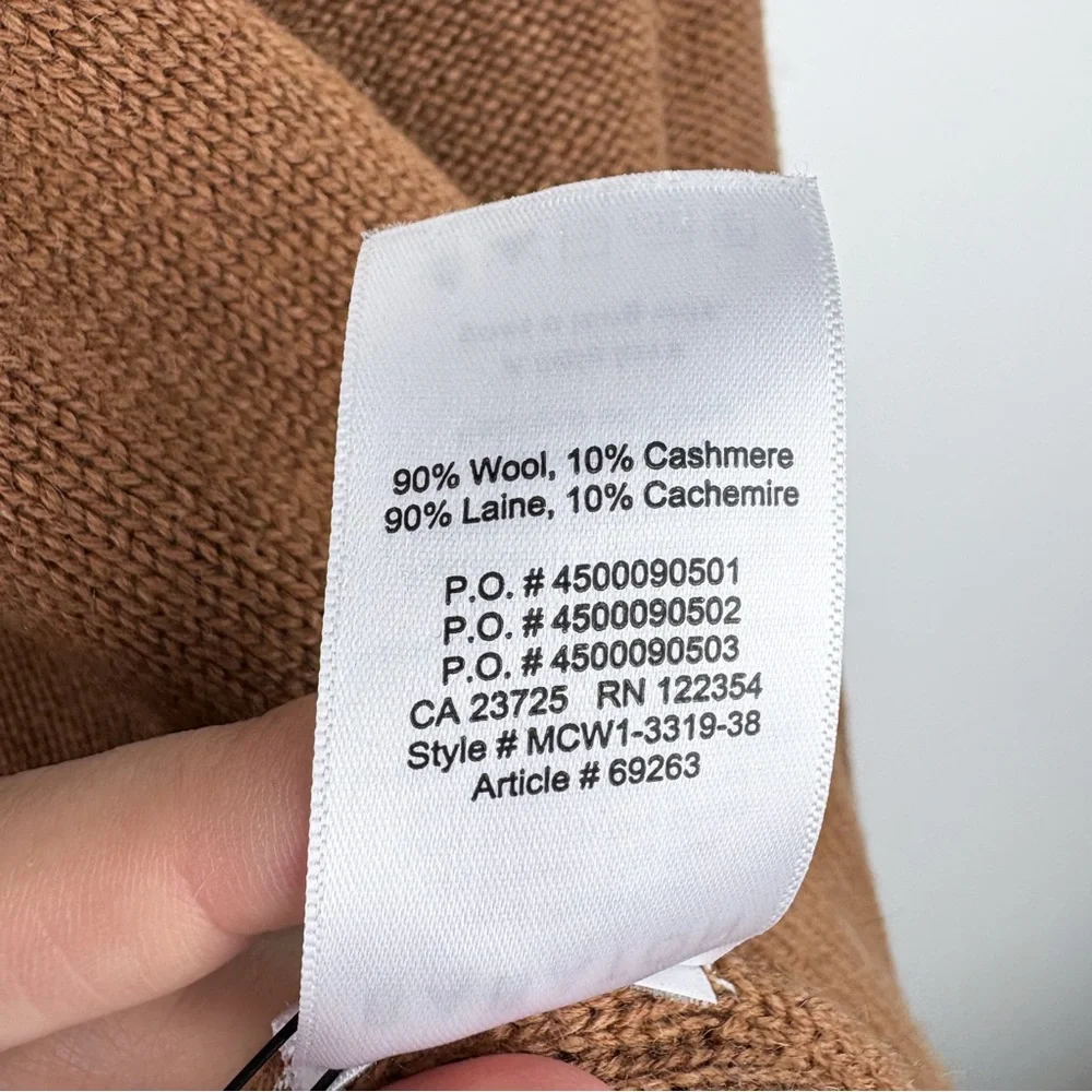 Aritzia Babaton Beekman Wool Cashmere Open Front Cardigan Sweater Tan Brown XS